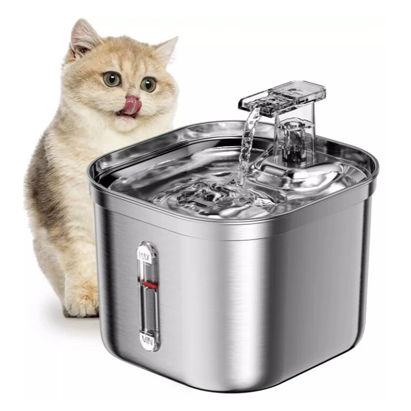 2.2L Stainless Steel Water Fountain for cat Automatic Circulation Electronic Smart Drinking pet Dog water bowl feeder