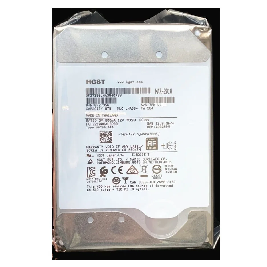For original wholesale price Hitachi HUH721008AL5200 HGST 8TB U-ltrastar Helium 3.5 inch SAS 12G 7.2K HDD for Server