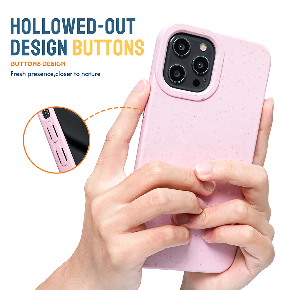 Eco Friendly Natural Wheat Straw Recycle Phone Case Sustainable Compostable Biodegradable TPU Phone Case For iphone 14 13 12