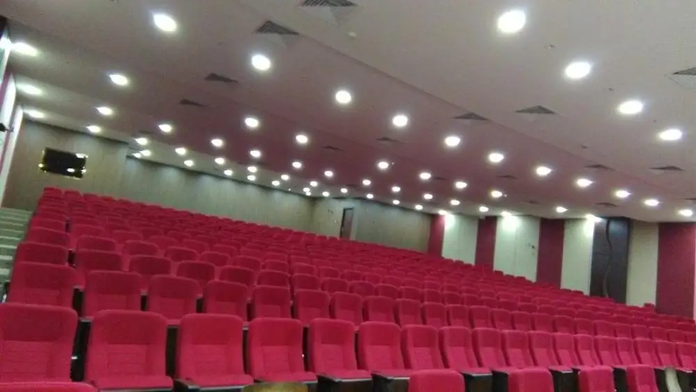 
SD-A-15 Assembly Folding Lecture Hall Chair With Desk, Fabric Conference Hall Seat 