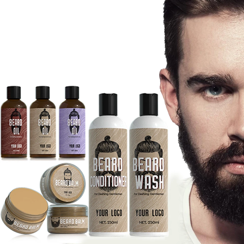 New Design China Factory Wholesale Simple Beard Kit Wash Shampoo Conditioner Oil Cream For Men Beard Care Grooming Kit