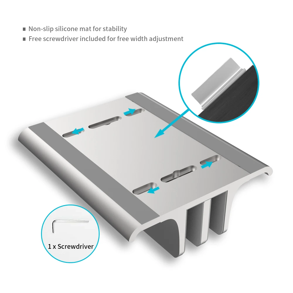 Новый дизайн 4 в 1 до 17,3 дюймов-серебряный Настольный двойной держатель Регулируемая металлическая алюминиевая вертикальная подставка для ноутбука