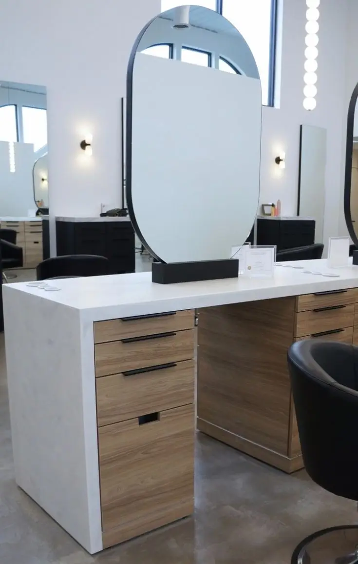 Double sided station other salon furniture hairdressing salon mirror with table