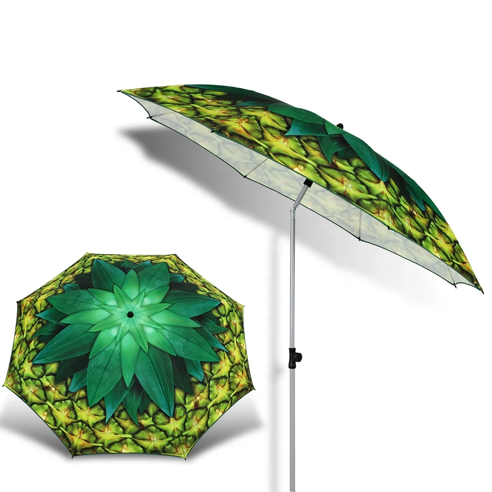 Customized Pineapple Leaves Design Parasol Umbrella Outdoor Sun Umbrella Potable Beach Umbrella