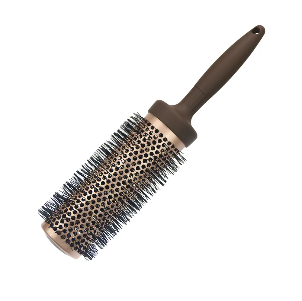 Private Label High Quality Nylon Bristle Styling Hair Brush Extra Long Barrel Brush Ceramic Round Hair Brush
