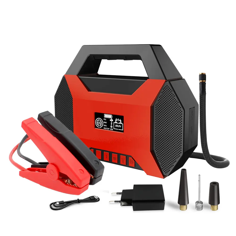 Portable 5 IN 1 Genius boost Jump Starter GS Super Capacitor  12V Car 800A Battery Jump Starter with Air Compr