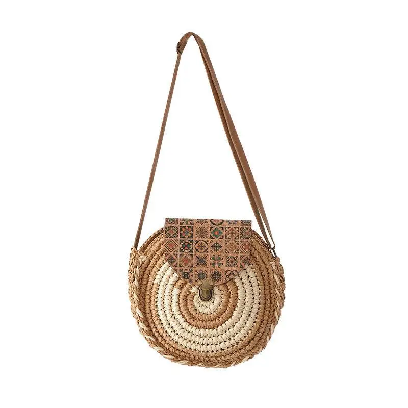 Gift bag wholesale wicker customize foldable shoulder strap women willow rattan insulated cooler picnic basket tote bag with lid