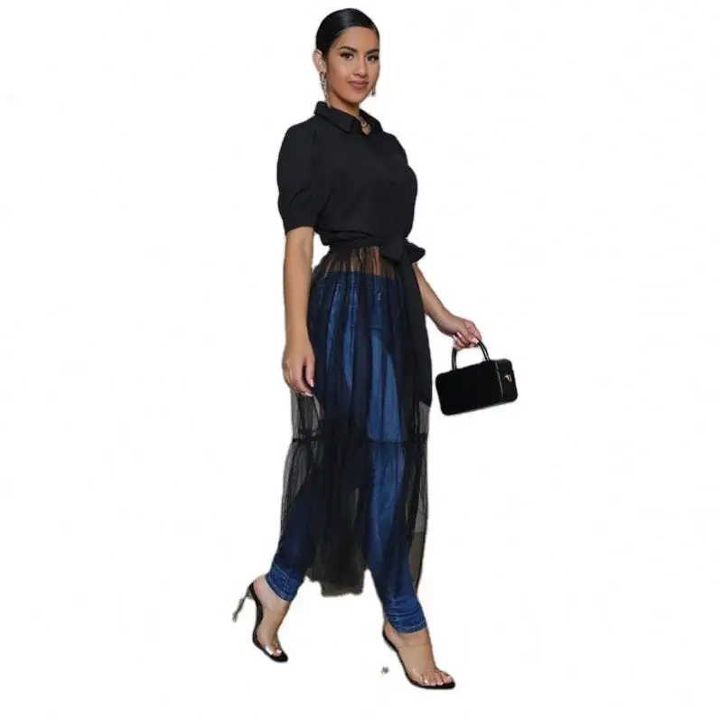 2021 Fashion Shirt Style Button Gauze Dress Ladies Long Street Solid Color Dress Casual Home Commuting Dress Female Wholesale