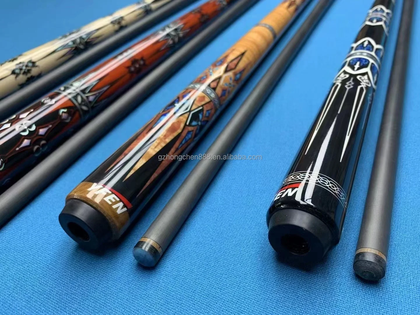 M1~M4 YFEN Carbon Fiber Shaft12.5mm/11.5mm Canadian Maple Butt Billiard black 8 Ball Pool Cue Stick