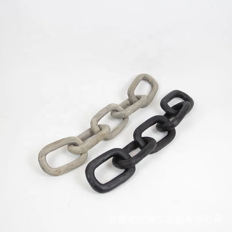 Decorative Wood Chain Link and Bead Garlands Set 22in  Natural Pine 5 Link Wood Chain