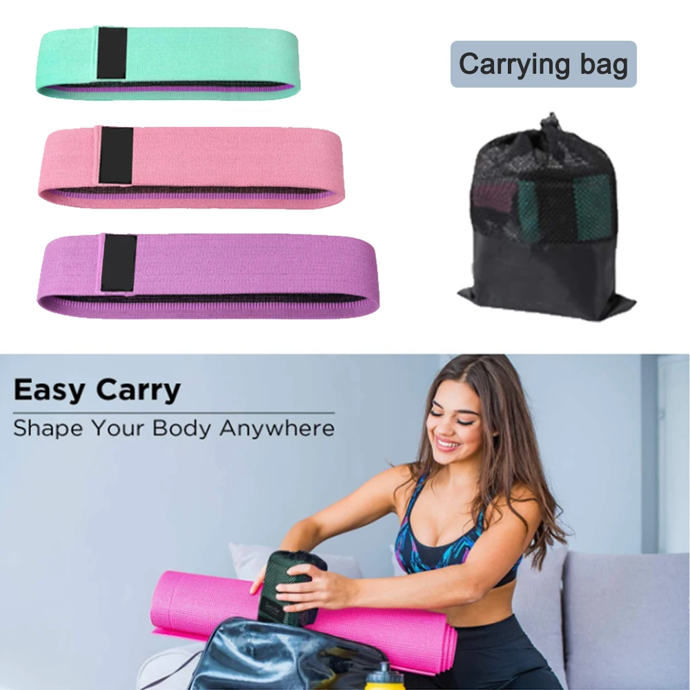 Factory Wholesale Non Slip Exercise Fabric Hip Bands, Wide Elastic Workout fitness resistance Bands.