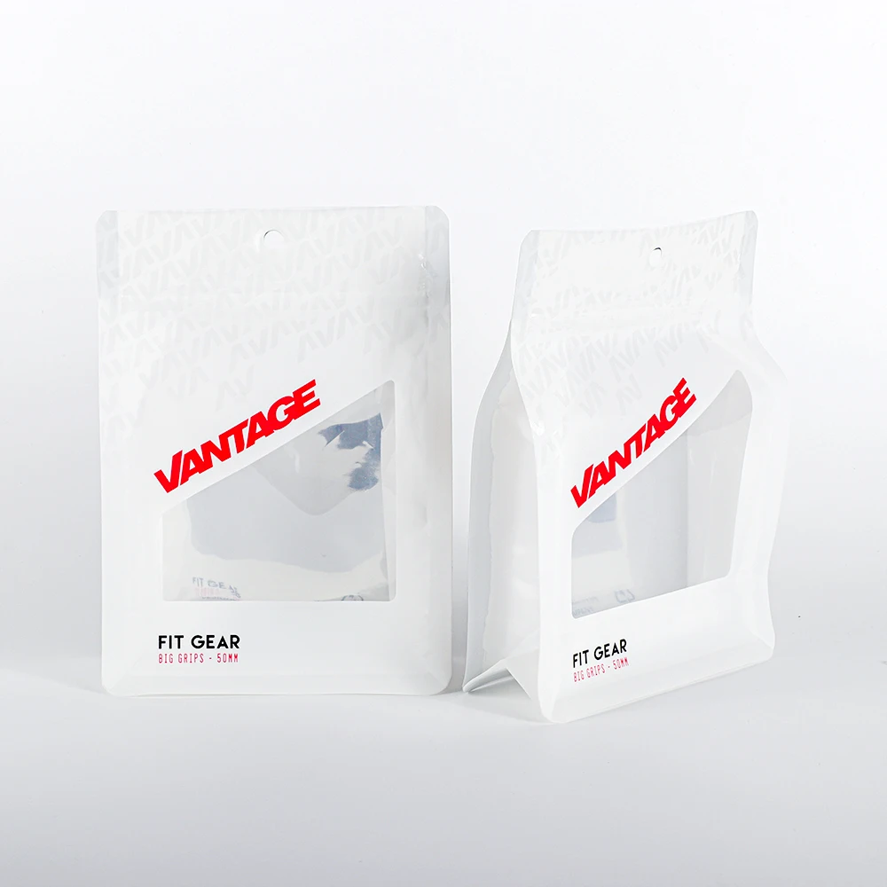 Flat bottom bag logo heat on plastic bag/compostable bag pet for dish cleaning sponge packaging