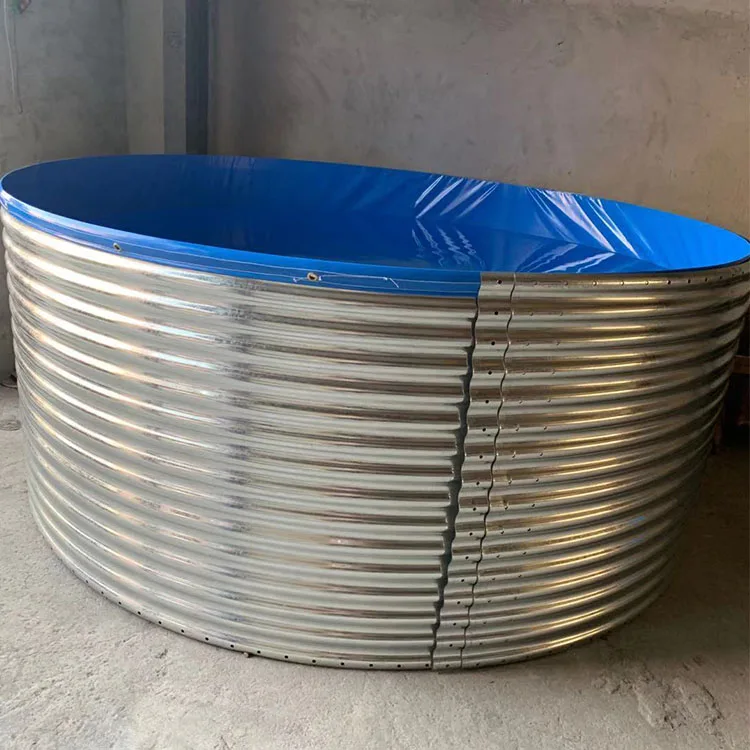 Corrugated plates water fishing silo tank Agriculture fish breeding tank Blue waterproof pool aquaculture fish farming