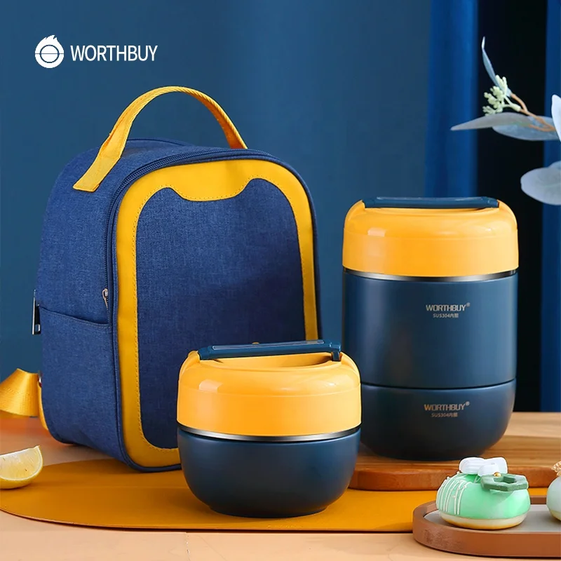 WORTHBUY портативный термальный Ланч-бокс 304, пищевой контейнер из нержавеющей стали для детей, школьный Ланч-бокс с вакуумной изоляцией Bento