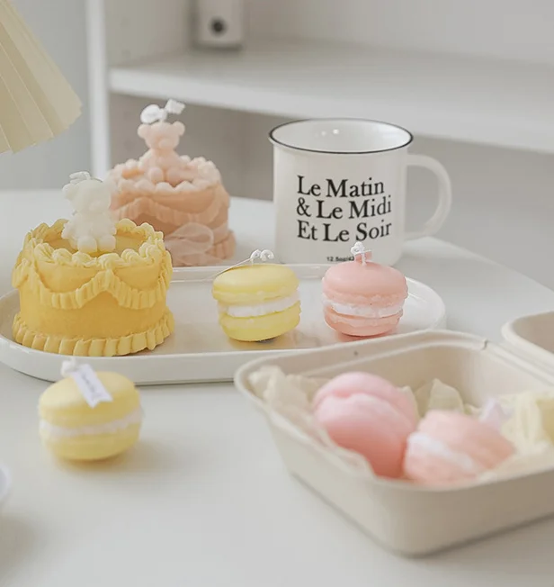 Hot Selling Paraffin Wax Cute Macaron Candle Handmade Candles Fragrance Scented Candles