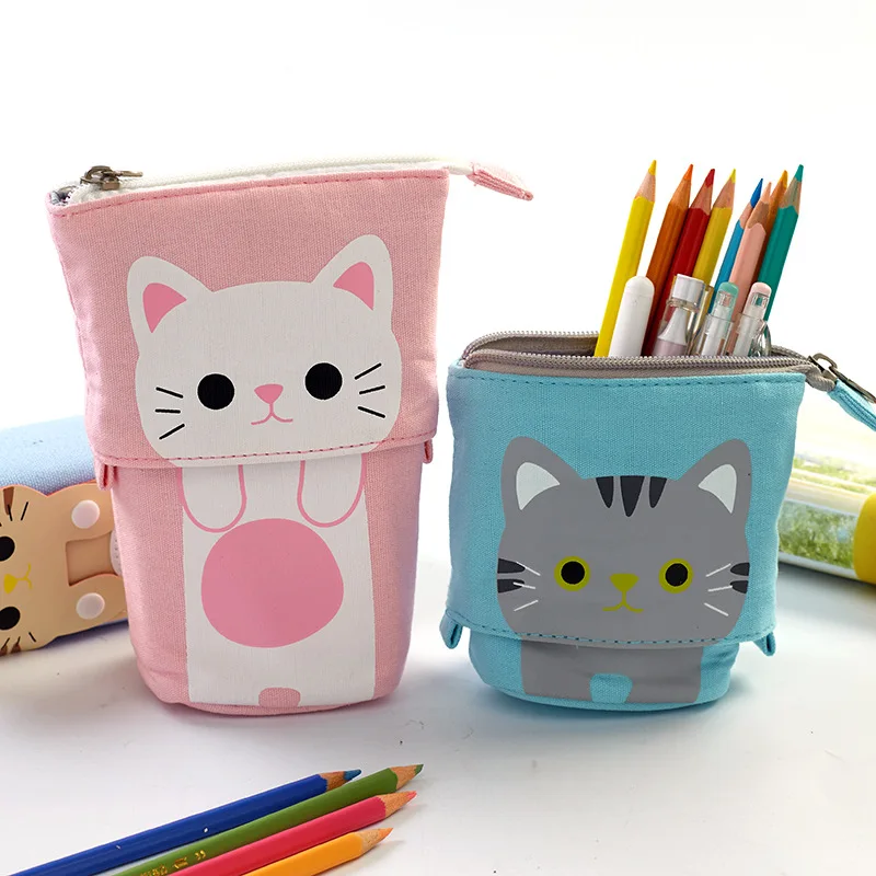 Fashion Cute Retractable Pencil Case Boba Milk Tea Pen Pencil Stationery Case Multi-function Pencil Holder Organizer Pink