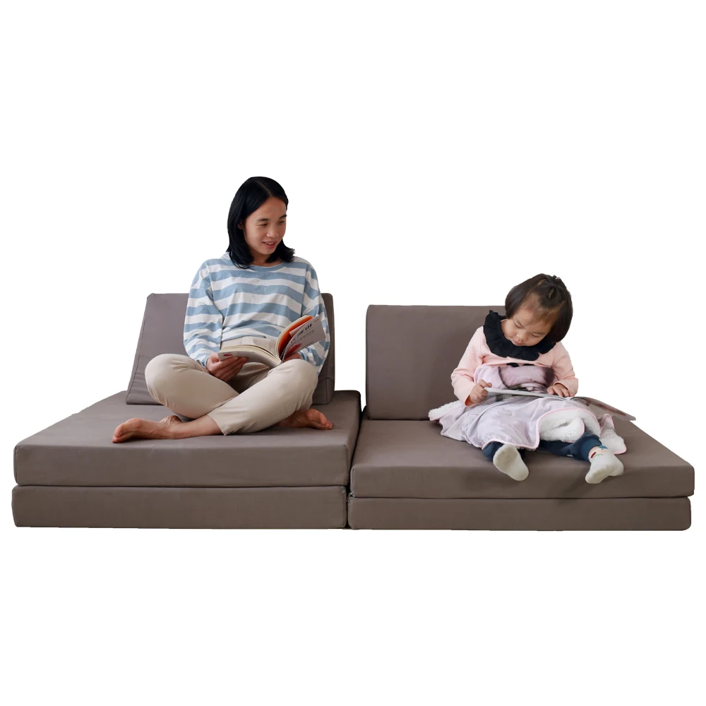 
Hot Selling Suede Snow Velvet Multi-functional Sectional Sofa 6 Blocks Modular Set Customizable DIY Kid Play Couch 