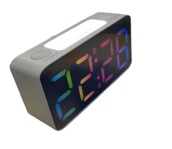 RGB  alarm clock  and humidity display  for double alarm clock and voice control  with USB charging interface