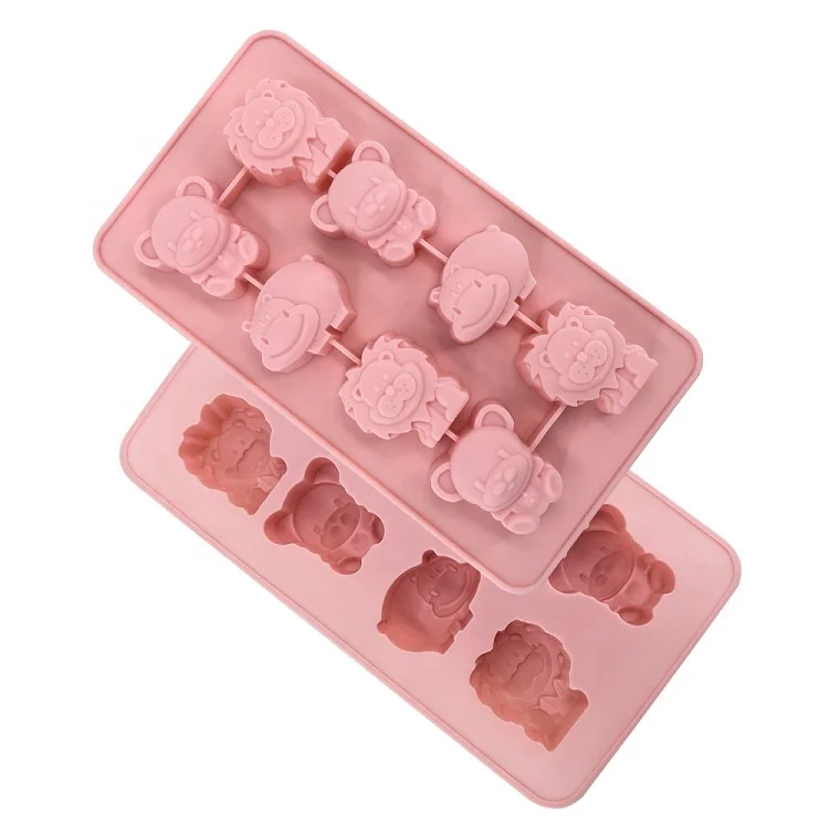 6 even Bear Hippo Lion cute cartoon empression chocolate silicone mold products cake baking supplies