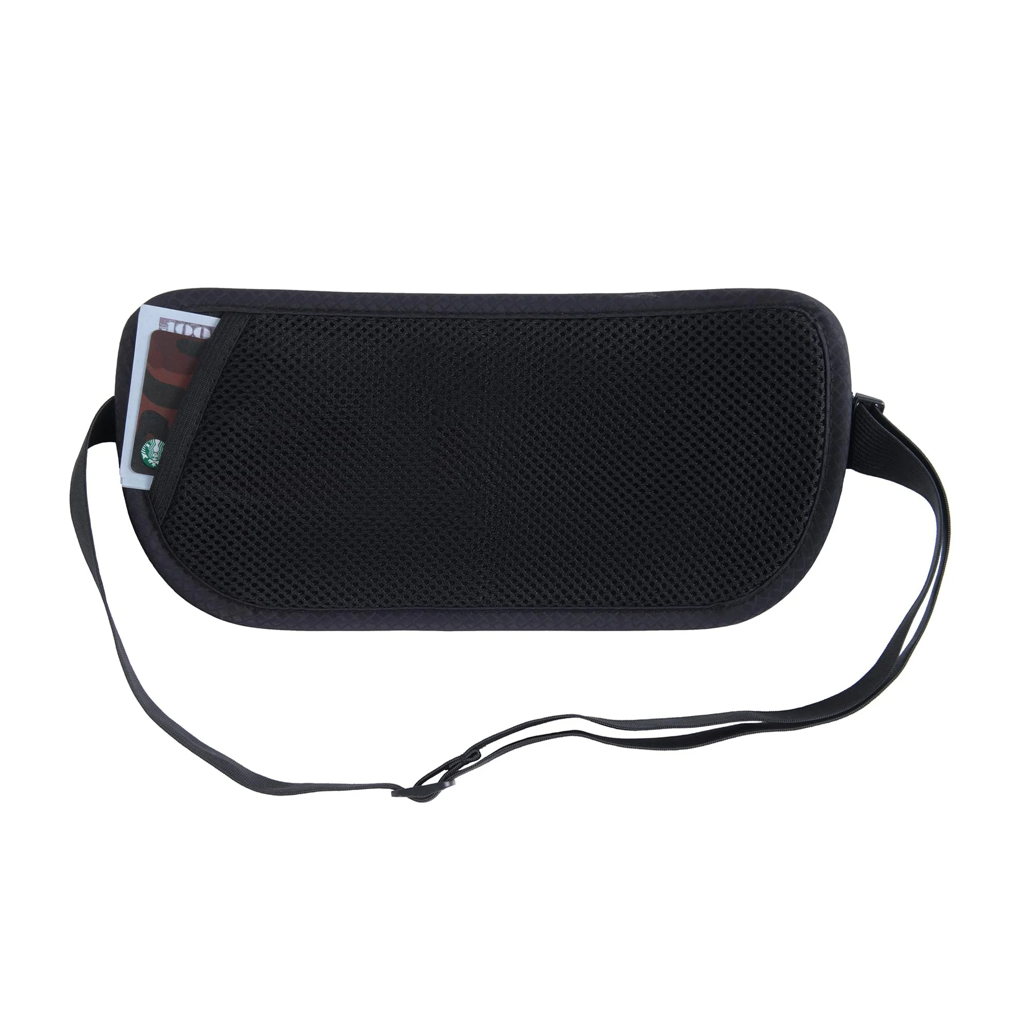 QQgift OEM Custom Travel Slim Passport Holder Secure Hidden RFID Hiking Travel Wallet Fanny Pack Waist Running Money Belt Bag