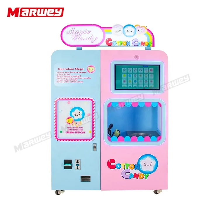 New Design Commercial Make Flower Cotton Candy Robot Machine Full Automatic Intelligent Cotton Candy Vending Machines