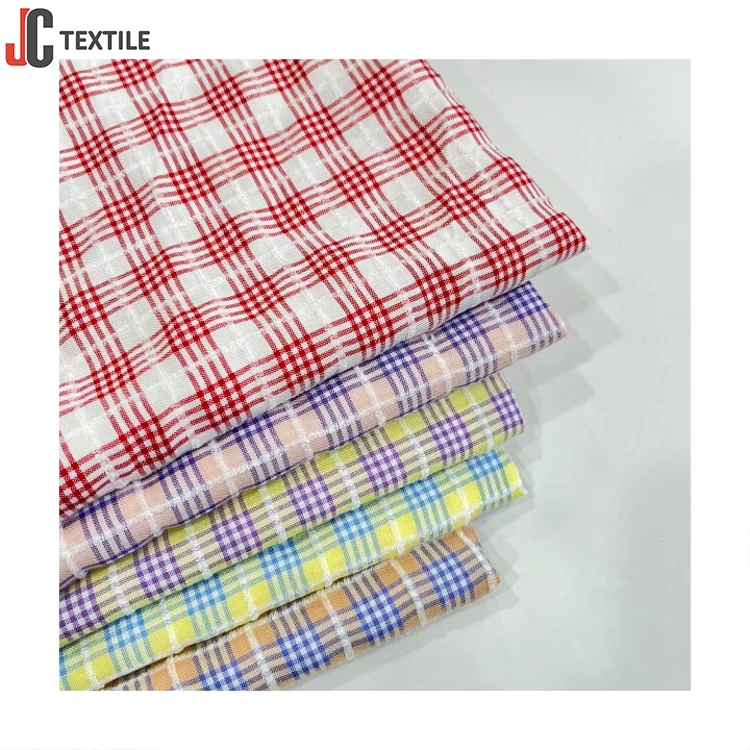 Shaoxing Factory 55%Poly 45%Rayon Rts Chenille Vogue Plaid Yarn-Dyed Checked Fabrics For Dress Skirts