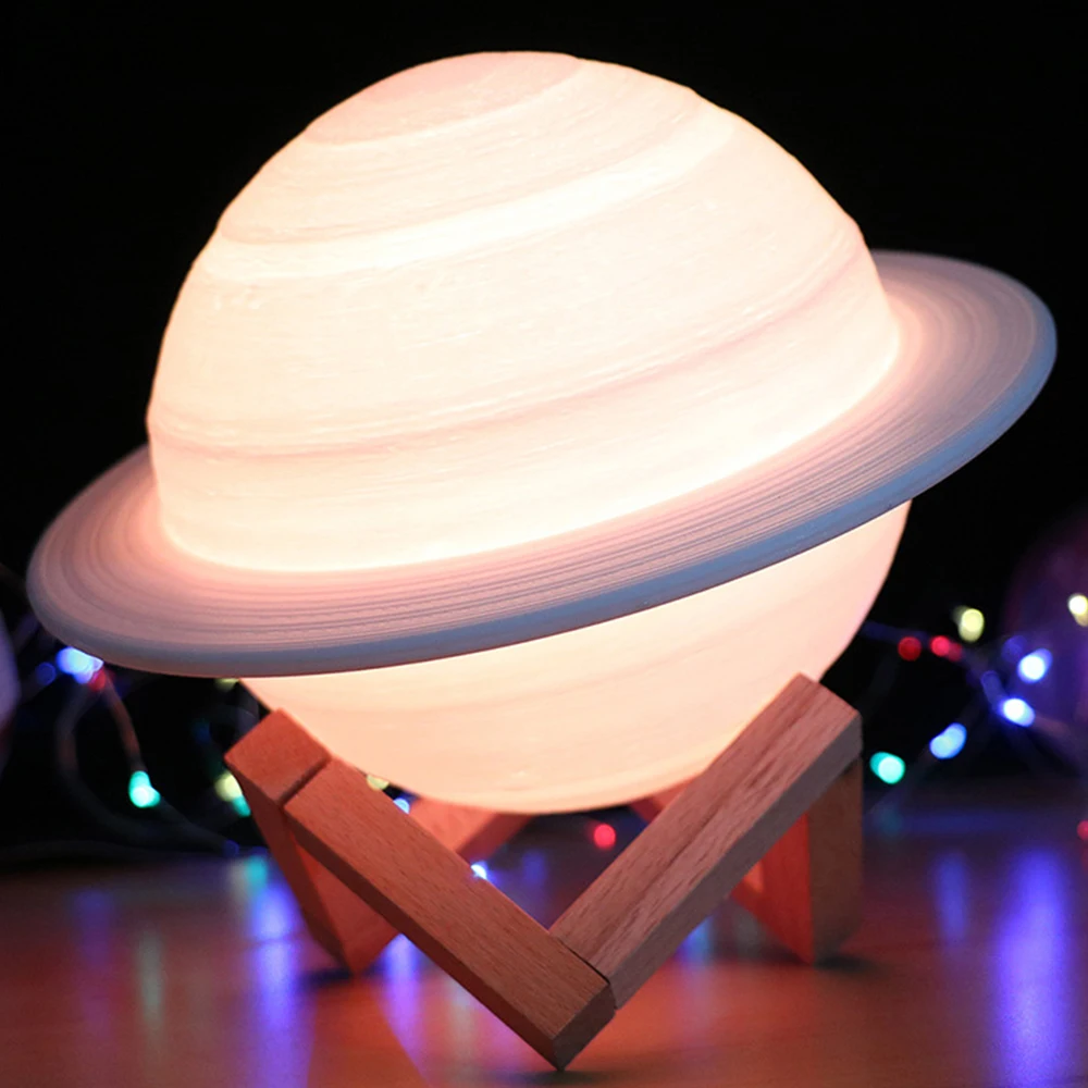 
Hot Item Dimmable Color Changing Remote 3D Printing Led Saturn Lamp Night Lights for Home Decoration 