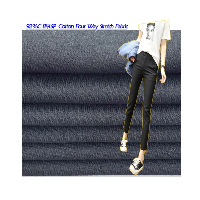Wholesale comfort uniform workwear trouser fashion elastic Cotton 4 way stretch fabric 92% cotton 8% spandex