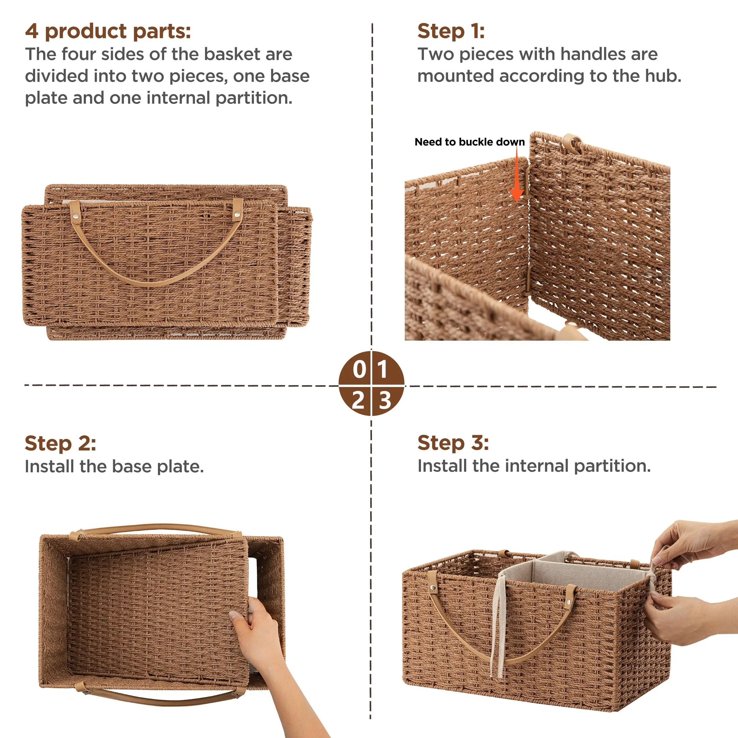 Baby Diaper Caddy Organizer Paper Rope Storage Baskets Nursery Bin with Removable Divider Newborn Essentials Gift