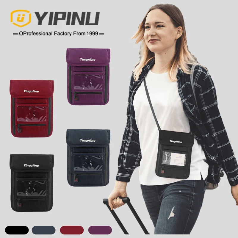 
YIPINU Hot High Quality RFID Blocking Neck Travel Wallet Passport Holder Stash Passport Bag Hold Passport Bag Nylon 