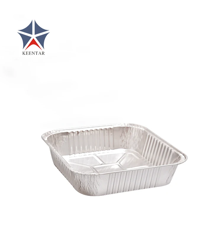 8*8 Square Cake Baking Foil Pan with Clear Plastic Lid 20 Pack 30 Pack 50 Pack Aluminium Foil Tray Container Food Packing 0.06mm