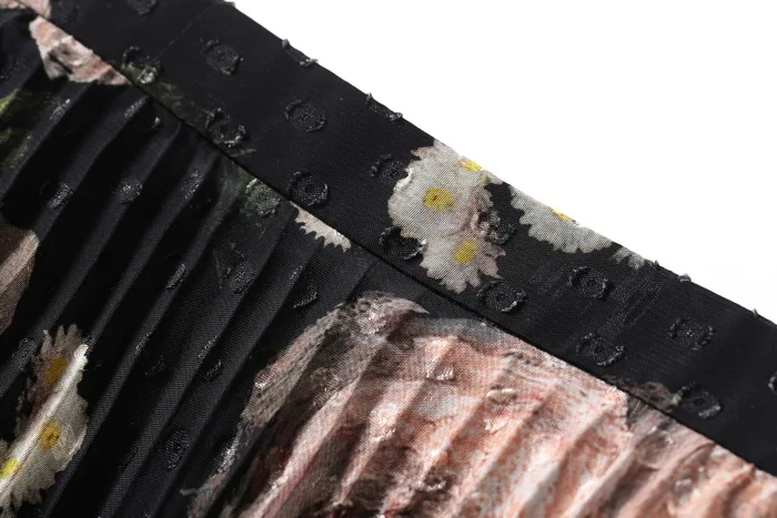 Stylish Full Printed Beautiful Office Skirt Simple A-line Skirt Double-layer Ladies Long Skirt Fashion Print