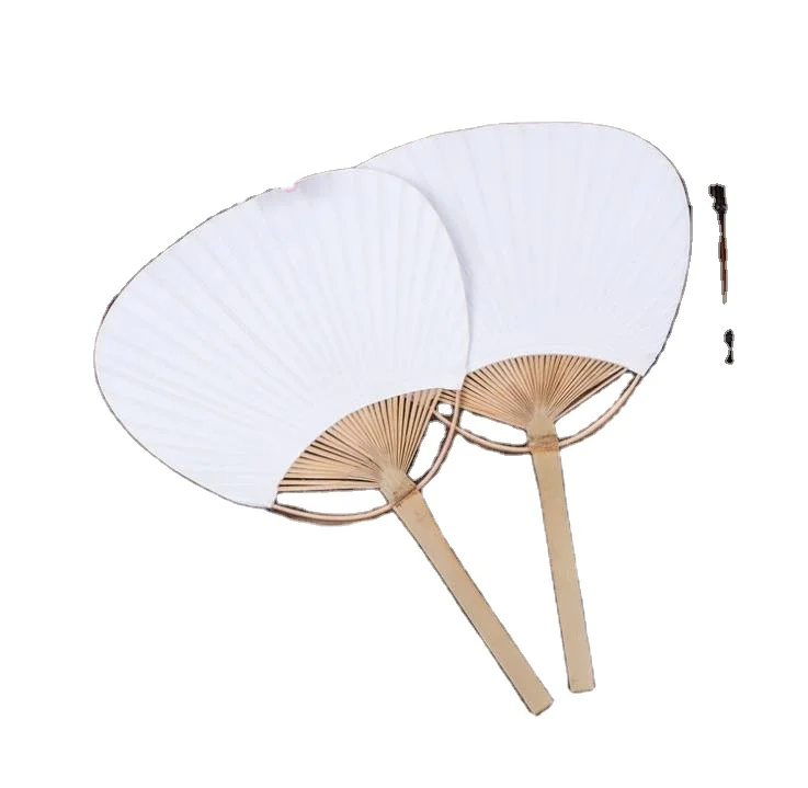 High Quality Hand-Held Bamboo Paper Round Hand Fans for Personal Use Weddings and Events