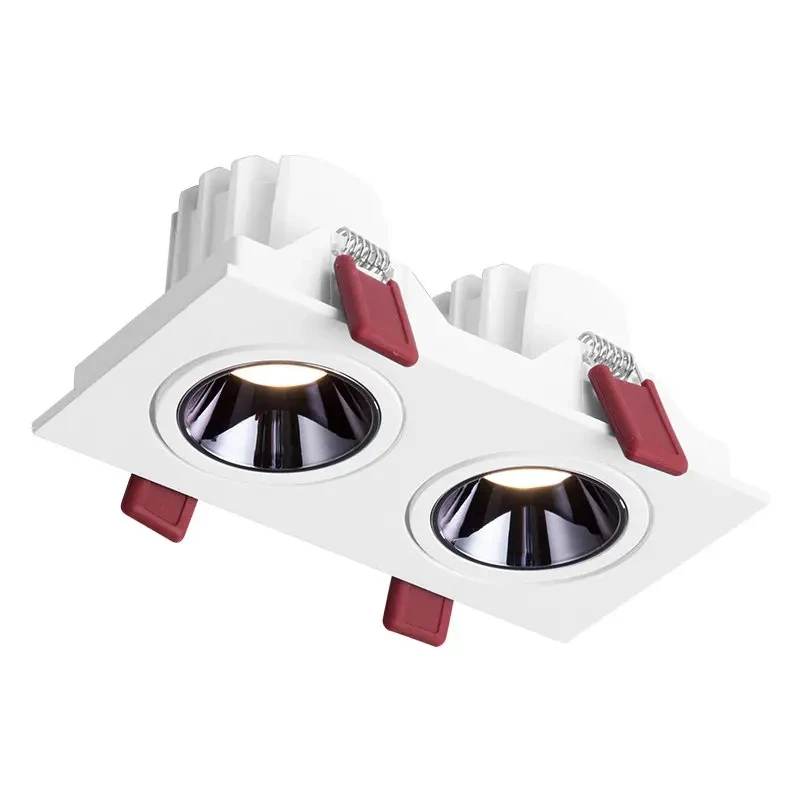 Single Double Triple Head Ceiling Spot Light Aluminum COB Anti Glare Recessed LED Downlight