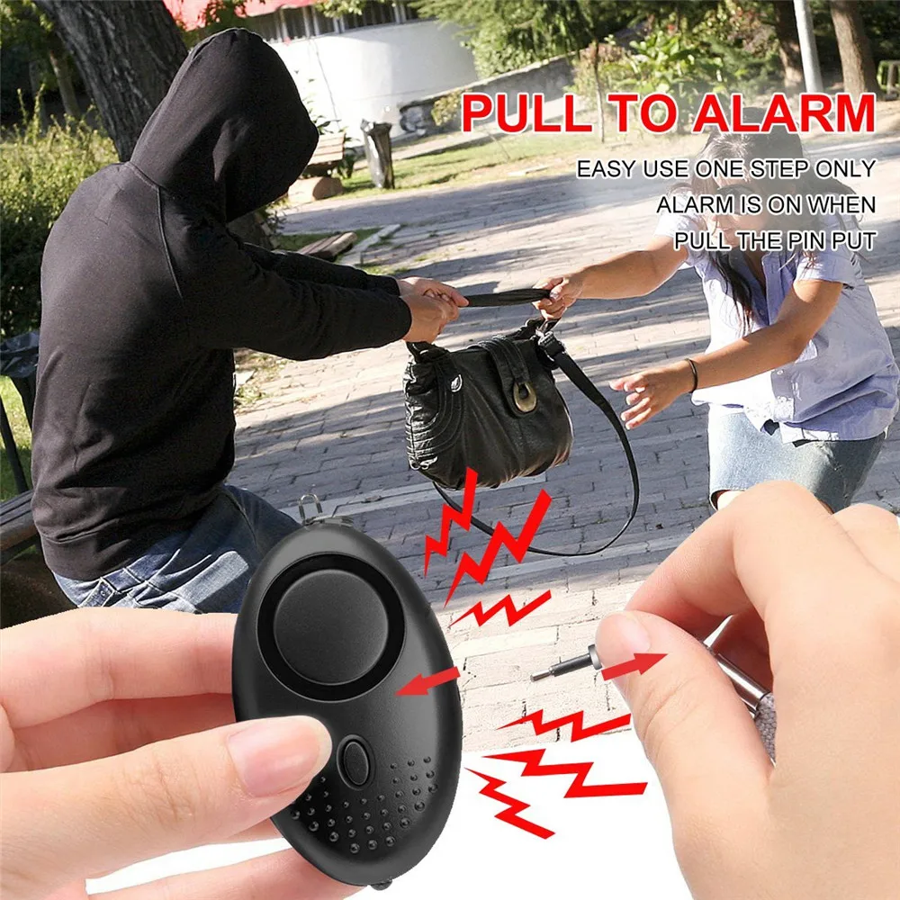 Wholesale 140db Siren Song Security Keychain Round Police Approved Electronic Reminder Personal Alarm for Night Worker Girls