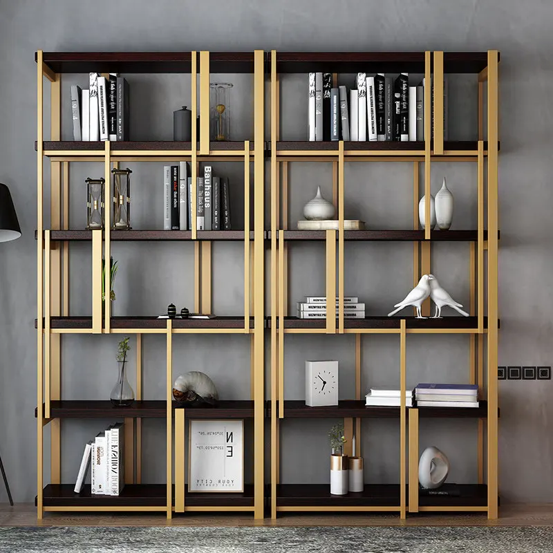 Hot Sale Black Gold Modern Metal Brushed Plated Stainless Steel Standard Bookcase