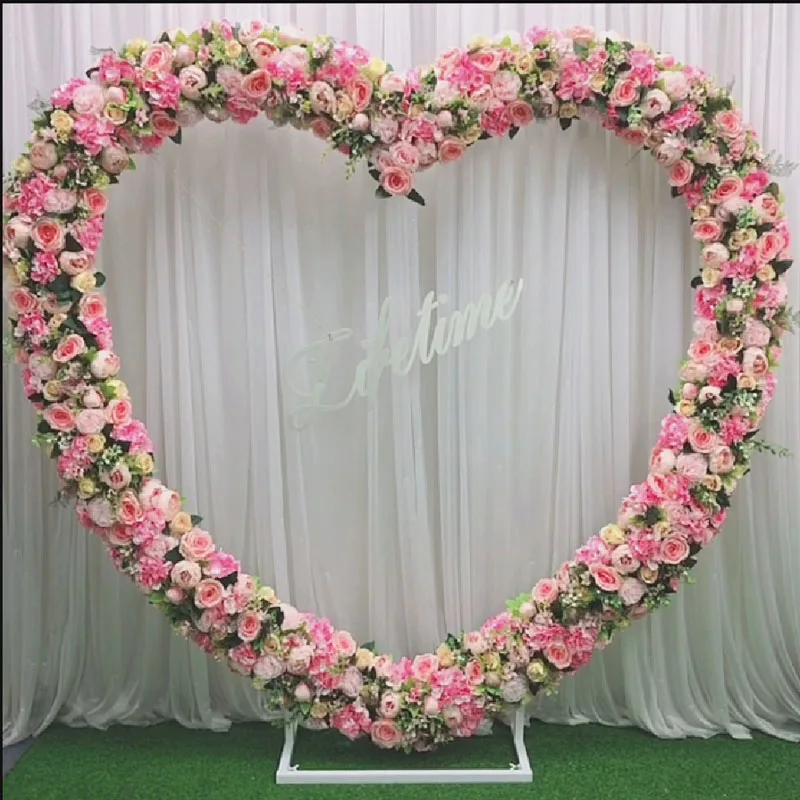 Wedding Arch Props Grid Heart-Shaped Arch Wrought Iron Geometric Shelf Party Stage Backdrop Flower Arrangement Decoration Frame