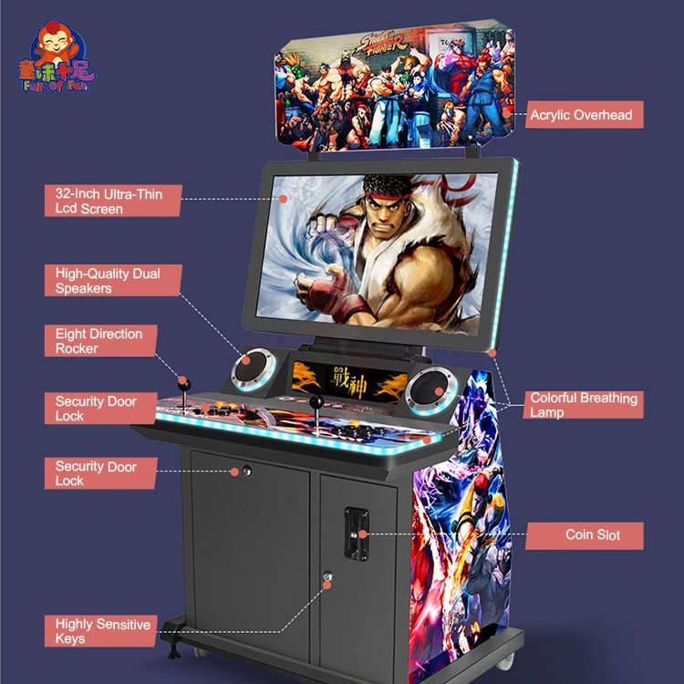 Skill Games Machine Arcade Equipment Coin Operated Retro Arcade Fighting Game Machine Street Fighter Arcade Machine