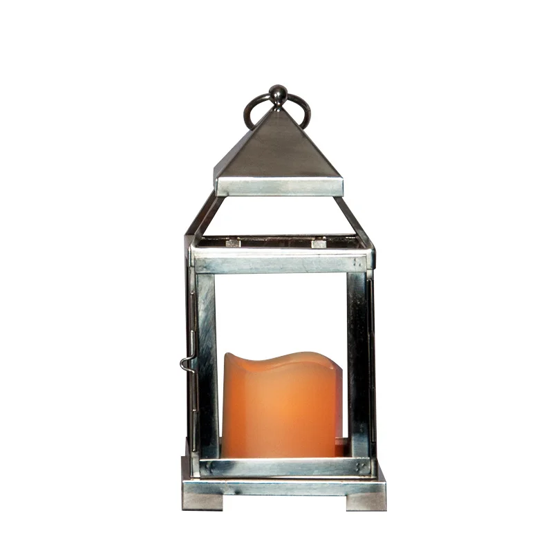 Garden And Home Hanging Decorative Lamp Retro Memorial Metal Frame Led Candle Lantern