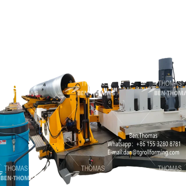 Spiral corrugated metal drainage culvert pipe forming and making machine