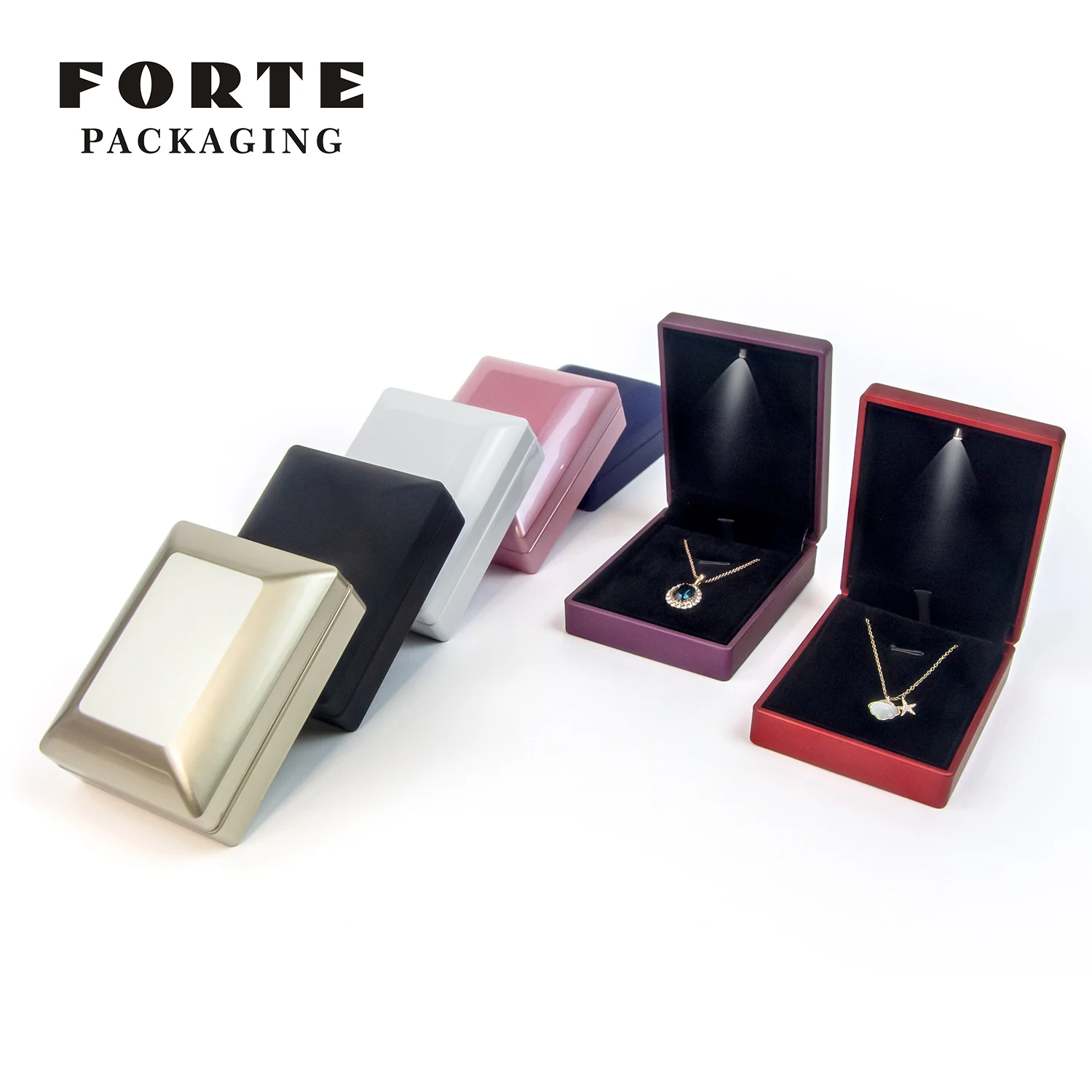 Forte Lacquer Wood Scatola luminosa a LED Square Diamond Shape Jewelry Storage Box Gift Box For Jewelry