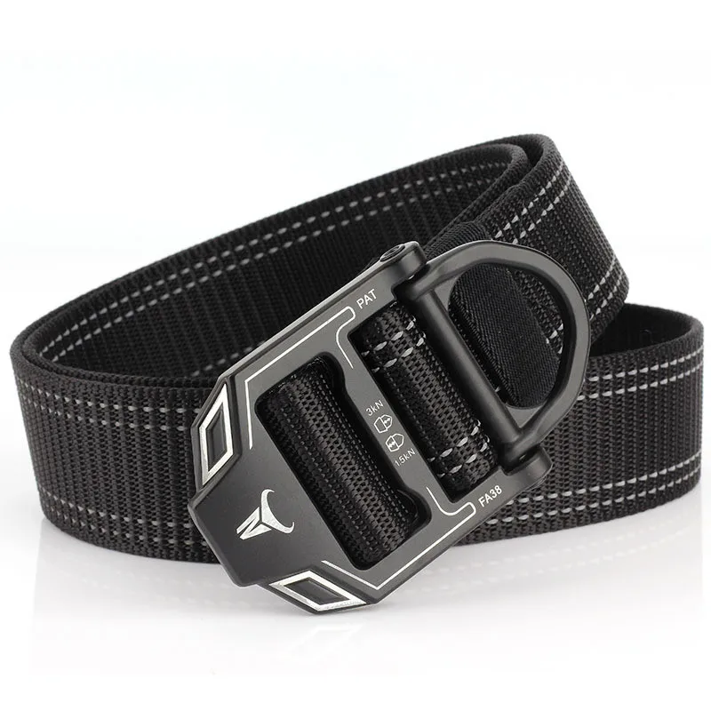 New black belt night run reflective safety tactical nylon belts for men adjustable belt