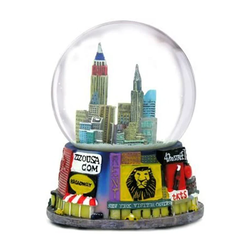 Wholesale custom city water ball desktop decor cheap tourist souvenirs USA building resin glass snow globe