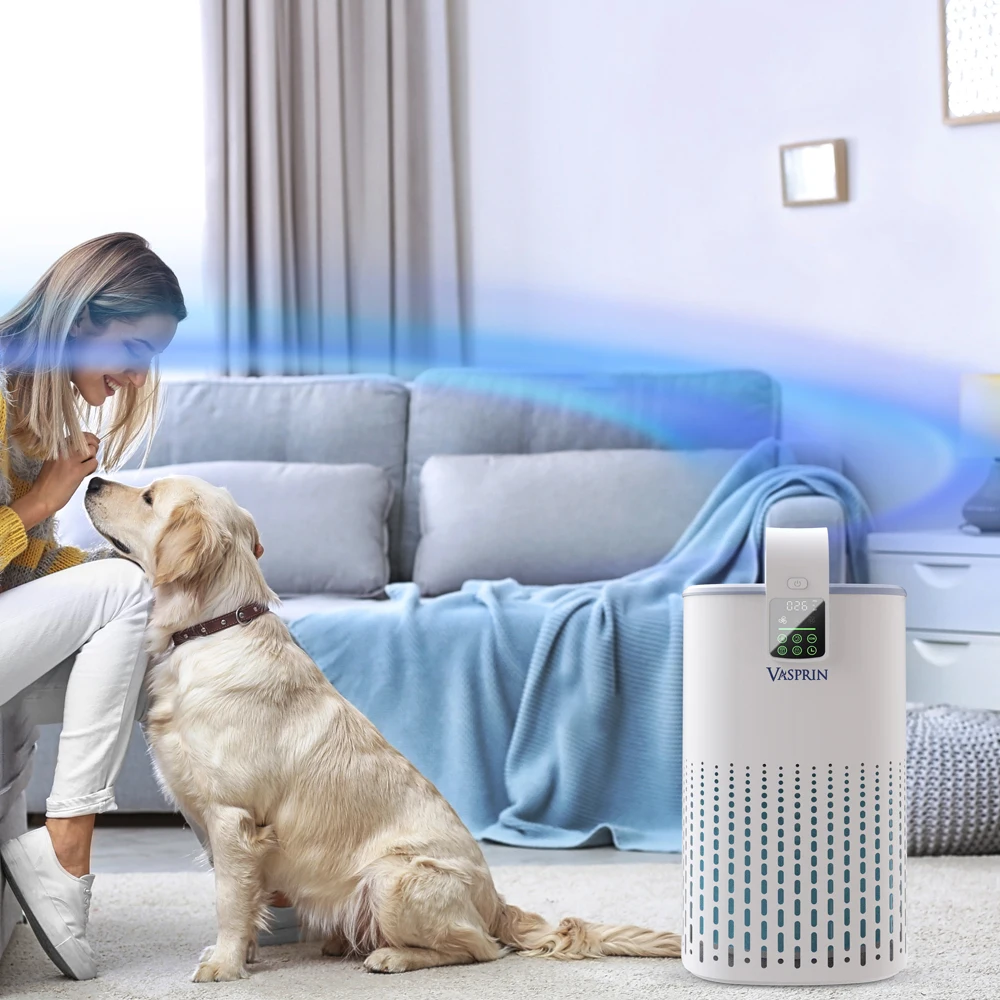Vasprin Smart Desktop H13 Hepa Filter Digital Panel Air Quality Monitor and Display Portable Pet Air Purifier For Home