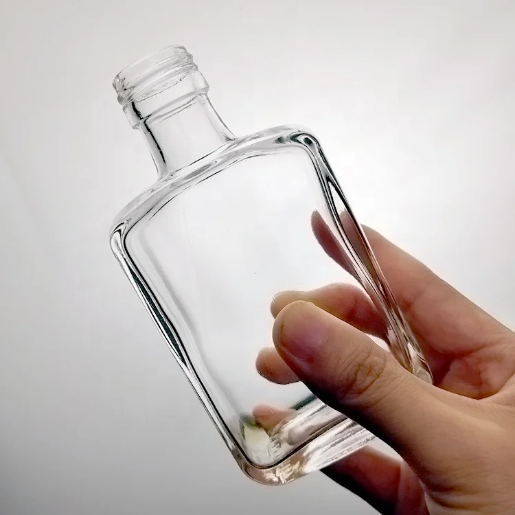 Ropp Super Flint Empty Rectangle Flask Spirit 100ml Square Alcohol Bottles Empty Clear Small Liquor Bottles