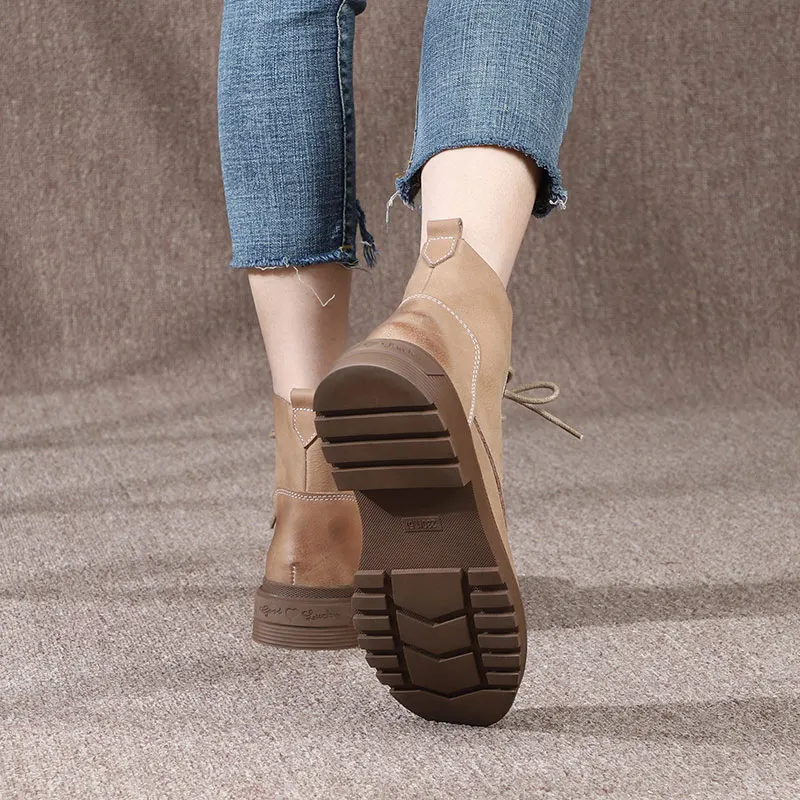 Fashion trend genuine leather platform heel for women and ladies ankle high bootie boots shoes Martin boots for  women