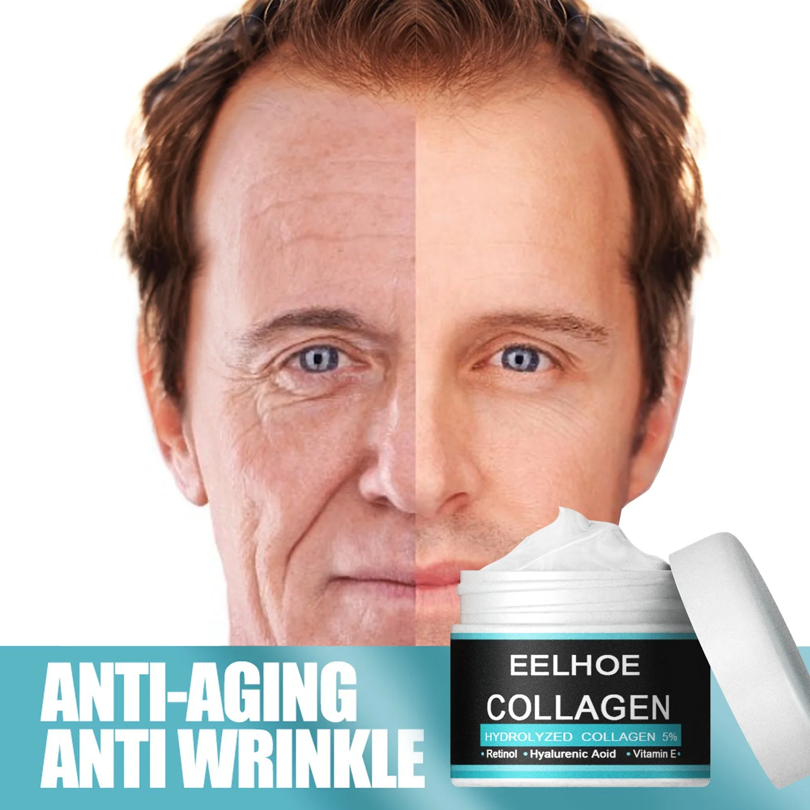 EELHOE Collagen Creams For Men Anti Wrinkle Anti Aging Face Cream Firming Moisturizing Hyaluronic Acid Cream Facial Care