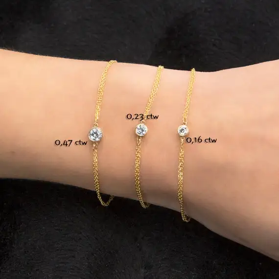 New fashion Gold Plated simple classic design single stone bezel cz  bracelets women jewelry