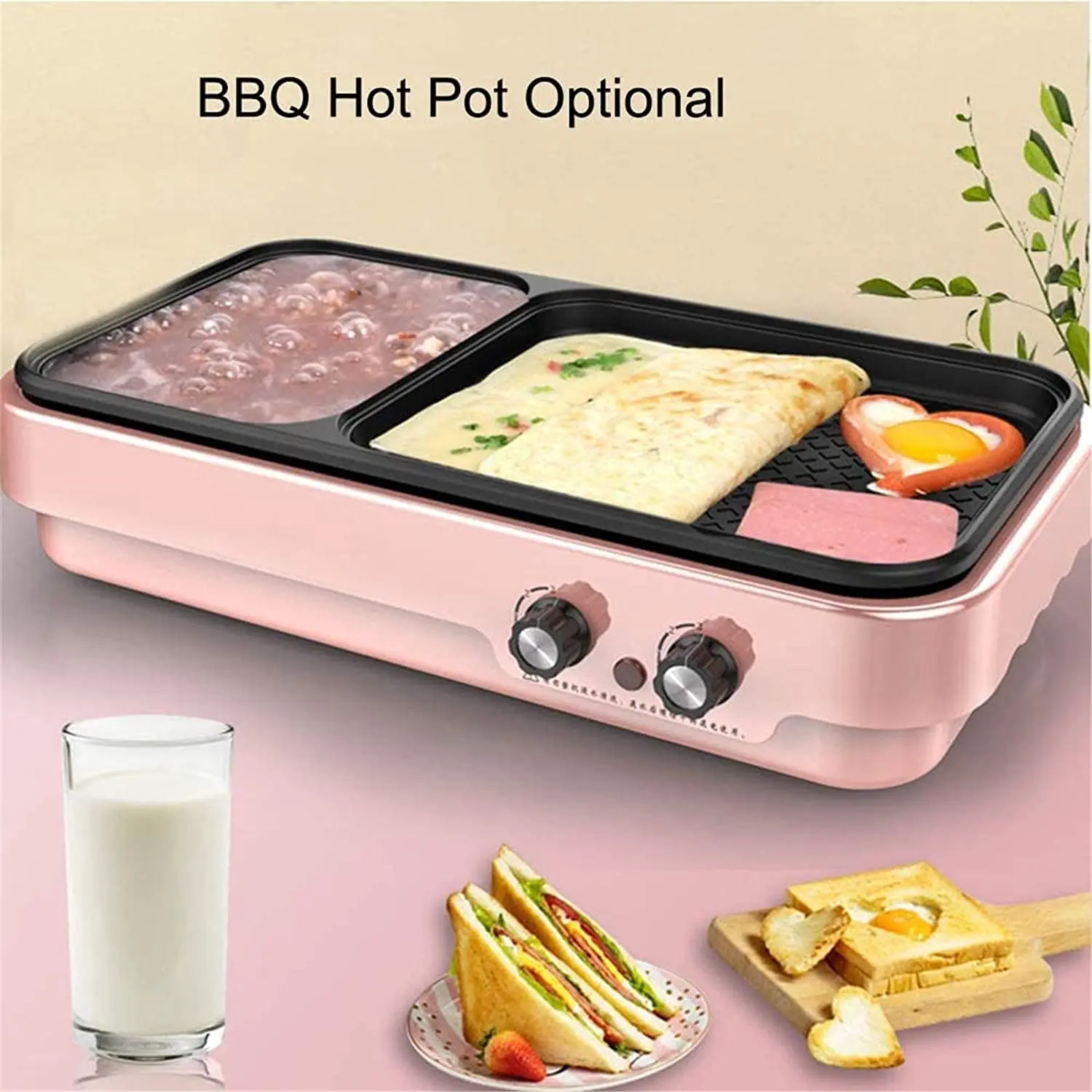 Maibo 2023 New 2 in 1 Electric Grill with Hot Pot Electric Cooker