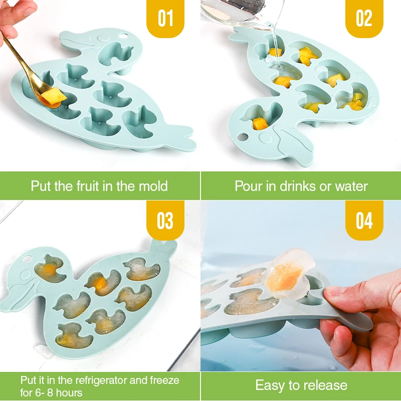 Baby Food 3d Animal Duck Shaped Kitchen Tools Silicone Cake Chocolate Molds Lovely Ice Cube Tray